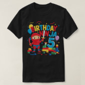 T-shirt Bâtiment de 5 ans Blocs Ninja 5e anniversaire Cade (Design devant)