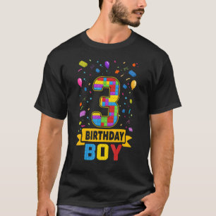 T-shirt Bâtiment vieux de 3 ans Blocs 3e Anniversaire Boy 