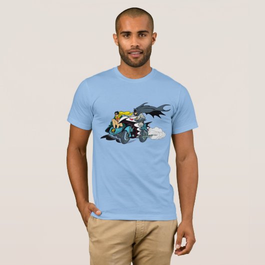 T-shirt Batman Et Robin En Batcycle (Devant entier)