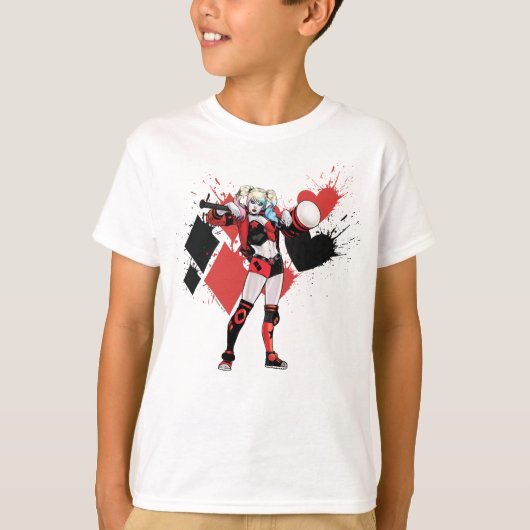 T-shirt Batman | Harley Quinn Hearts & Diamonds Splatter (Devant)