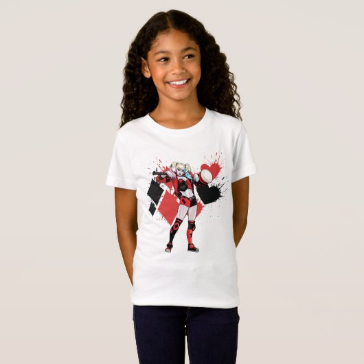 T-Shirt Batman | Harley Quinn Hearts & Diamonds Splatter (Devant entier)
