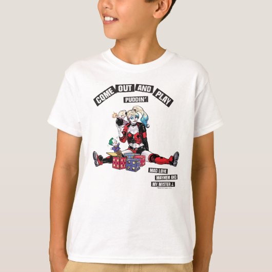 T-shirt Batman | Harley Quinn "Sortez Et Jouez À Puddin" (Devant)