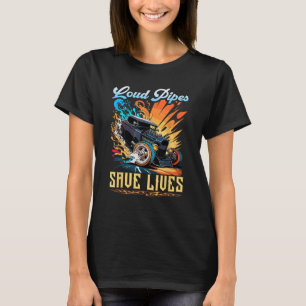 T-shirt Bâton Chaud, Tuyaux Louds Sauver Des Vies, Bâton M