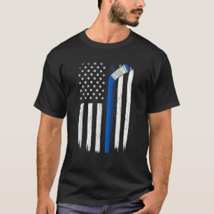T-shirt Bâton de hockey Drapeau américain cadeau pour les