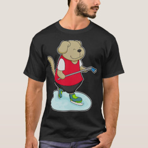 T-shirt Bâton de hockey sur glace de chien