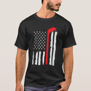 T-shirt Bâton de hockey sur glace US Drapeau Patriotique H