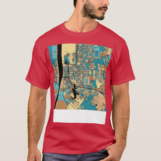 T-shirt Baton Rouge Carte Motif au milieu du siècle Pastel