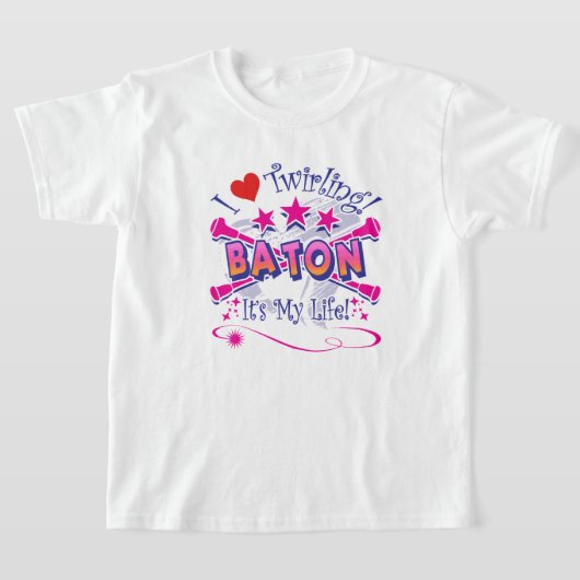 T-shirt Baton Twirlers, J'Aime Twirling, Baton (Poser)