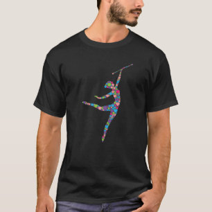 T-shirt Baton Twirling Girl Silhouette Danser Twirler Ma