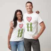 T-shirt Bâton vert Figure Couple Rose Coeur amour (Unisexe)