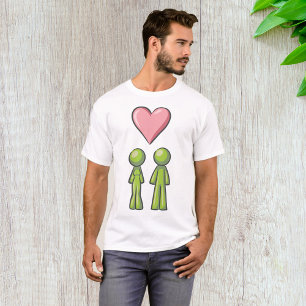 T-shirt Bâton vert Figure Couple Rose Coeur amour