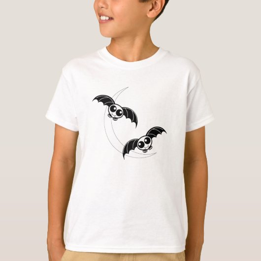 T-shirt Bats D'Halloween Avec Lune (Devant)
