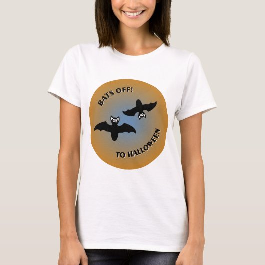 T-shirt Bats d'Halloween bleu orange (Devant)