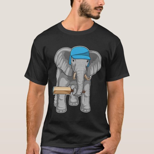 T-shirt Batte de cricket éléphant (Devant)