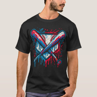 T-shirt Batte et balle de graffiti goutte à goutte de base