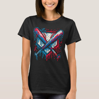 T-shirt Batte et balle de graffiti goutte à goutte de base