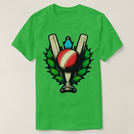 T-shirt Batte Et Balle Du Joueur De Cricket (Design devant)