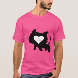 T-shirt Battement de coeur de chat – Design minimaliste d'