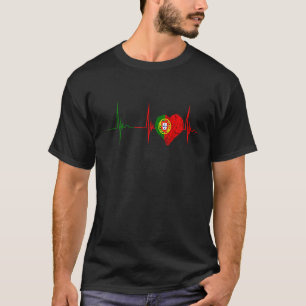 T-shirt Battement de cœur EKG Pouls Portugal Drapeau Portu