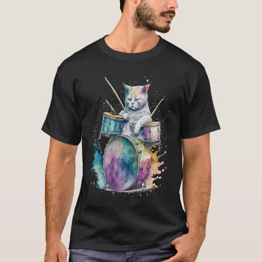T-shirt Batterie Batteur Chat 4 (Devant)