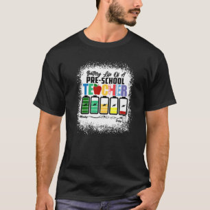 T-shirt Batterie De Vie Un Enseignant Préscolaire Du Lundi