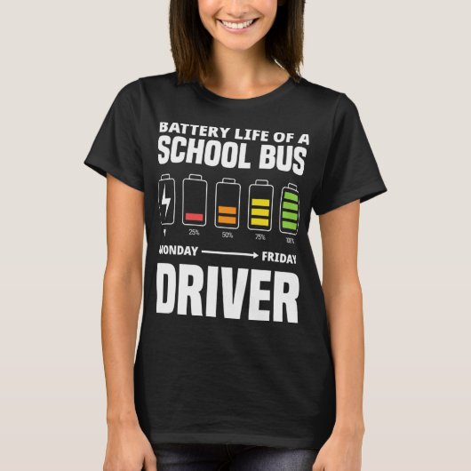 T-shirt Batterie D'Un Conducteur De Bus Scolaire Funny Bus (Devant)