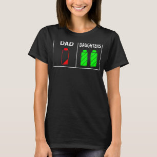 T-shirt Batterie Faible Papa De Deux Filles Fête des pères