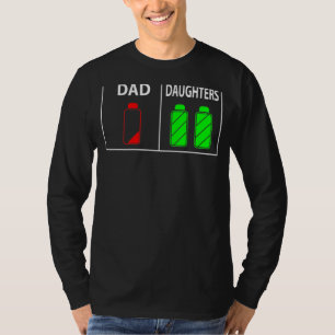 T-shirt Batterie Faible Papa De Deux Filles Fête des pères