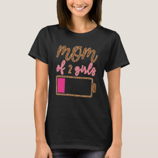 T-shirt Batterie Leopard Maman De 2 Filles Aimer Maman Cit