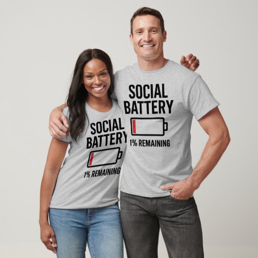 T-shirt Batterie sociale 1% restant amusant Introvert (Unisexe)