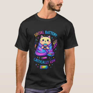 T-shirt Batterie sociale critique faible Art de chat migno