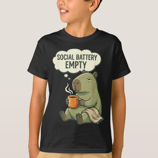 T-shirt Batterie sociale vide capybara café drôle (Devant)