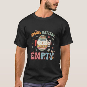 T-shirt Batterie Sociale Vide Introverti de Pâques Drôle