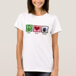 T-shirt Batteries Peace Love<br><div class="desc">Si vous êtes constamment en train de vous cogner au tambour dans votre tête,  c'est pour vous. Le vrai batteur.</div>