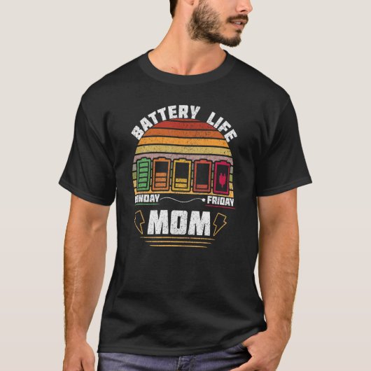 T-shirt Battery Life Maman Mama Mère Femme Retro Mère (Devant)