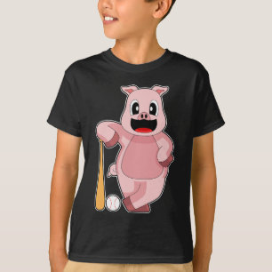 T-shirt Batteur de baseball Batte de baseball Cochon