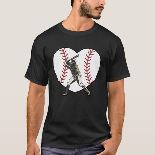 T-shirt Batteur de baseball Coeur de baseball Fan C (Devant)