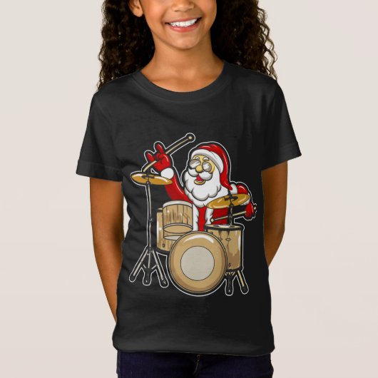 T-Shirt Batteur Père Noël Funny Christmas Père Noël Jouer  (Devant)