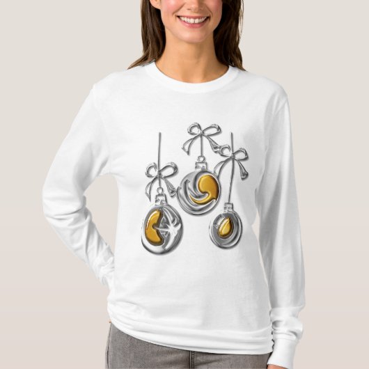 T-shirt Baubles de Noël Silver et Gold Festive (Devant)