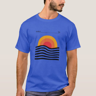 T-shirt Bauhaus Cercle Lignes Gauchies Jaune Orange Rouge