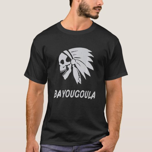 T-shirt Bayougoula Native American IndianBorn Freedom Evil (Devant)