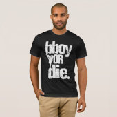 T-shirt bboy ou meurent le blanc affligé (Devant entier)