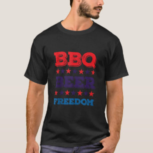 T-shirt BBQ Beer Freedom America USA Party 4 juillet Tan