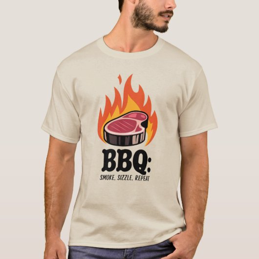 T-shirt BBQ : Fumée, Taille, Répétition (Devant)