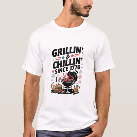 T-shirt BBQ "Grillin' & Chillin' depuis 1776" (Devant)