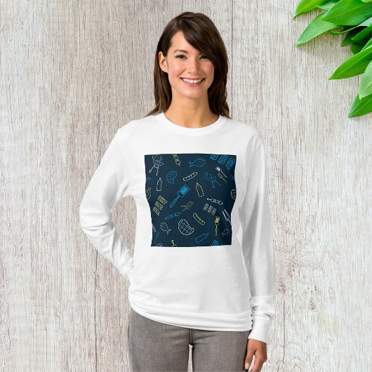 T-shirt BBQ Icônes Motif Grillades Outils Viande