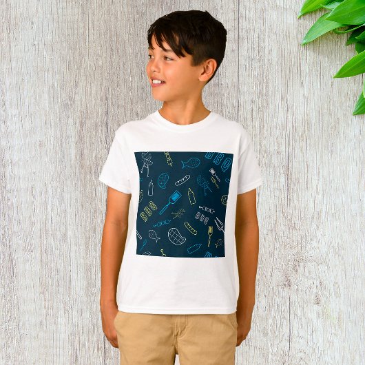 T-shirt BBQ Icônes Motif Grillades Outils Viande