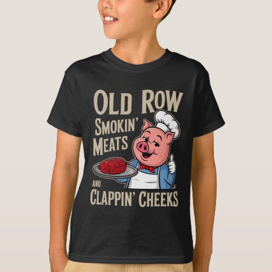 T-shirt Bbq Old Row Smoking Meats And Clappin Cheeks  (Devant)