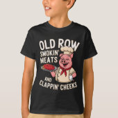T-shirt Bbq Old Row Smoking Meats And Clappin Cheeks 1  (Devant)