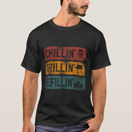 T-shirt Bbq Smoker Chillin' Grillin' Refillin' (Devant)